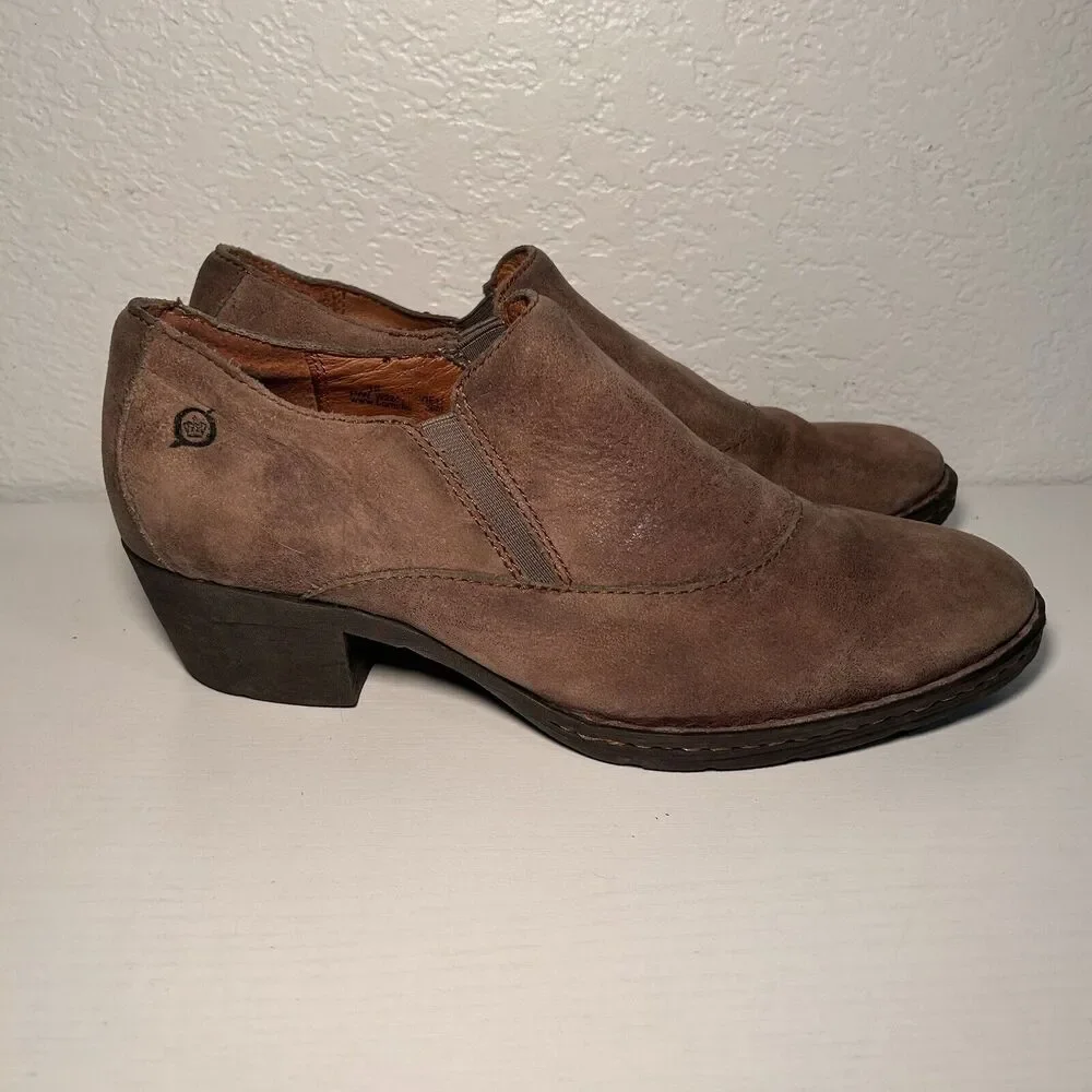 BORN Lawren Brown Women's Leather Slip On Shoes/Shooties W22411 Size 10M EU40